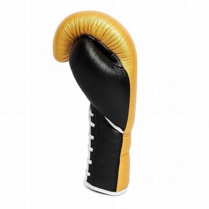 Gants de boxe d'entraînement sur mesure, très demandés, couleur or, style lacets, fabriqués en cuir véritable. - Product Image 3