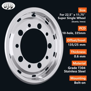 ฝาครอบล้อรถบัสทำจากสเตนเลส22.5x11.75 T304สำหรับ Scania - Product Image 3