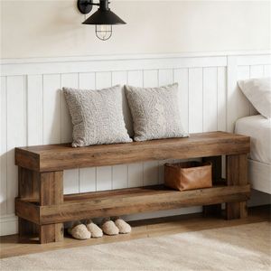 Entrance <b>Bench</b> with Shoe <b>Rack</b> Convenient Bedside Chair and Storage for Home Use - Product Image 2