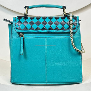 Sac à main en cuir repoussé à la main pour femme, petit sac à main carré à bandoulière, pour femmes, sacs à main de créateur à motifs à carreaux - Product Image 5