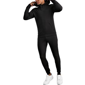 Trajes de dos piezas con logotipo personalizado de calidad superior, chándal liso de Color sólido con capucha, conjuntos de chándal para hombre, conjunto de ropa ajustado - Product Image 1