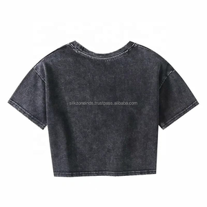 เสื้อยืดสตรีคอกลมทรงครอปทรงหลวมสไตล์สตรีทแวร์แบบ OEM สั่งทำพิเศษ ลวดลายวินเทจทำสีซีด พิมพ์ลายดิจิทัล ผ้าถัก - Product Image 5