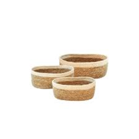 Paniers de rangement décoratifs faits à la main en jute et en jonc de mer, tissés, pliables, imperméables, respirants, durables, avec doublure en plastique et poignées