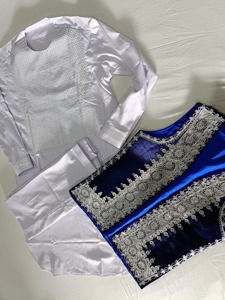 <b>Men</b> Afghan Traditional <b>Waistcoat</b> Golden <b>Beige</b> Sand Color With Heavy Silver Coin Detailing Mirror Work Hand Stitched Tribal Kuchi - Product Image 3