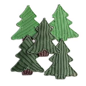 Adornos de ratán hechos a mano en forma de árbol de Navidad, decoración de pared, perchas de mimbre - Product Image 1