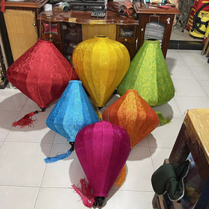 Linternas de seda coloridas, linternas de seda de bambú, decoración colgante para bodas, jardín, patio, linternas de seda de Vietnam - Product Image 1