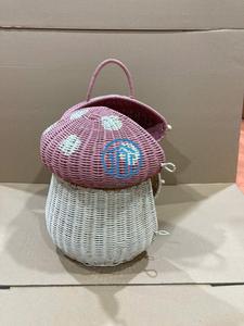 <b>Foldable</b> Rattan Mushroom Storage House Handmade Kids Toy <b>Basket</b> Woven Nursery Organizer Natural Montessori Playroom Storage Eco - Product Image 2