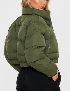 Stylish Winter Crop <b>Top</b> Puffer Ladies Custom Logo Embroidered Short <b>Bubble</b> Jacket Detachable Collar Lightweight Polyester Cold - Product Image 5