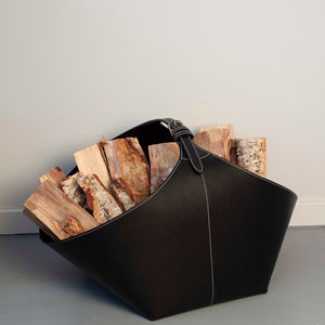 Porte-bûches en cuir personnalisé pour cheminée, accessoire extérieur avec poignées réglables, cadeau, porte-bûches en cuir - Product Image 4