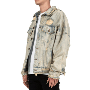 Wholesale High Quality <b>Men</b> Denim <b>Jacket</b> <b>Long</b> Sleeve With Zipper Blue Jeans <b>Jacket</b> Custom New Designs <b>Men's</b> <b>Jackets</b> - Product Image 2