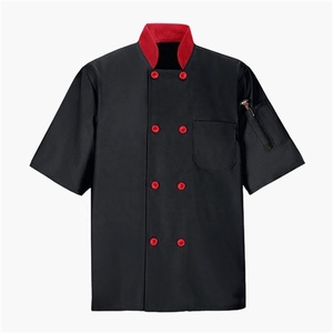 Chaqueta de Chef Unisex de Manga Corta, Tela de Lona, Impresión Digital, Cierre de Botones a Presión, Uniforme para Restaurante o Bar, Blanca - Product Image 2