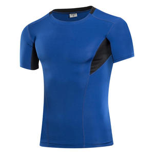 Wholesale <b>Mens</b> <b>Compression</b> T <b>Shirt</b> Color Block Quick Dry Rash Guard Short Sleeve Gym Top Athletic Running Workout Fitness <b>Shirts</b> - Product Image 2