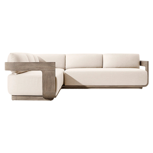 Muebles de Exterior Modernos con Estructura de Celosía Curva, Cojines Tapizados, Madera de Teca Resistente a la Intemperie, Sofá Seccional en Forma de U para Uso en Hoteles - Product Image 5