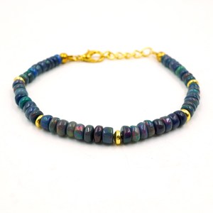 HAYAAT GEMS Black Opal Multi <b>Fire</b> Cabochon Bohemia Style 18K Gold Plated Imitation Pearl Beads Bracelet Gift for Her - Product Image 3