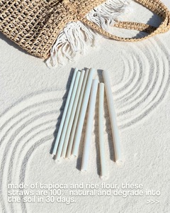 Pailles en farine de riz naturelle de 10 mm pour boissons épaisses, lot en vrac pour fabricants, écologiques, comestibles, biodégradables et compostables - Product Image 3