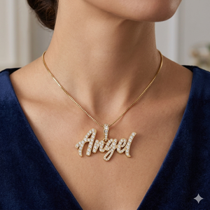 Trendy Hiphop 10K <b>Solid</b> <b>Gold</b> Custom Iced Cursive Initial Letter Name <b>Pendant</b> Charms Lab Grown Diamond Personalized Party Gift - Product Image 2