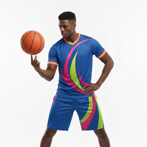 Uniforme de Fútbol Azul, Jersey de Baloncesto Transpirable con Conjunto de Pantalones Cortos, Camiseta de Manga Corta de Calidad con Pantalones Cortos al Por Mayor - Product Image 4