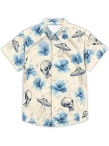 Camisa cómoda para hombre, manga corta, estampado tropical, informal, para playa, con botones, verano, vibrante, colorida, floral, camiseta de verano para hombre - Product Image 4