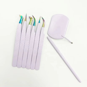 Juego de Pinzas Profesionales Sostenibles Multicolores para Extensión de Pestañas, 10 mm, Acero Inoxidable Afilado, Antimagnéticas, Puntas para Recoger - Product Image 1