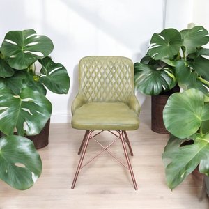 Trending Buff Leather Dining <b>Chair</b> with Stylish <b>Green</b> Leather Upholstery with Handmade Craftsmanship at Bulk Export Price - Product Image 6