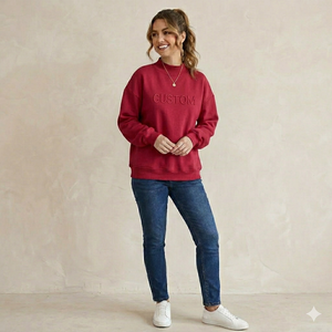 High Quality Fabric Polyester / Cotton Fleece Applique Embroidery Letter Pattern Women's Pullover Mock Neck Sweatshirt - Product Image 4