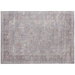 Tappeto Lavabile in Lavatrice 8x10 Antiscivolo con Stampa Floreale Tradizionale, Grigio-Marrone, Set di Tappeti per Soggiorno e Camera da Letto - Product Image 1