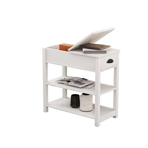 Tavolo Console Bianco con Design Ribaltabile, Lati Stretti, Cassetti e Partizione Inferiore - Product Image 5