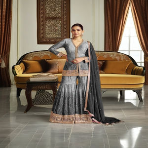 Evergreen Designer Outfit Heavy Chinon Impresión digital Salwar Suit & Dupatta con bordado Multi & 3mm Sequence Work para la venta - Product Image 1