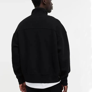 Sweat-shirt d'hiver pour homme à demi-zip, 100 % coton molletonné, couleur unie personnalisable, logo, service OEM, respirant - Product Image 4