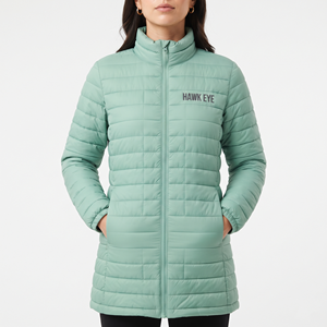 Veste d'hiver matelassée pour femme, vente en gros, manteau long matelassé chaud respirant et isolant, vêtement d'extérieur décontracté personnalisé - Product Image 5