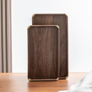 Ensemble de plateaux en bois contemporains avec poignées en métal thermolaqué durables, conçus pour le petit-déjeuner, le café, le thé et l'hôtellerie de luxe - Product Image 6