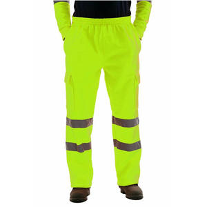 Pantalon de travail haute visibilité jaune en polyester certifié CE pour homme RICSA INTERNATIONAL, bandes réfléchissantes, plusieurs poches, sécurité - Product Image 1