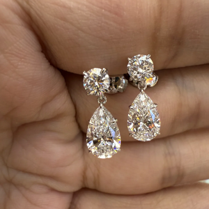 18K White Gold Drop <b>Earring</b> 1 Carat Pear Cut Lab Grown Diamond <b>Studs</b> Teardrop Dangle Certified Women <b>Fine</b> <b>Earring</b> - Product Image 1