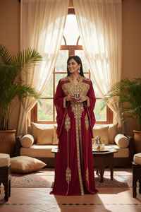 Dubai Muslim Eid Ramadan Islamic Abaya <b>Kaftan</b> Jubbah for Women Long Sleeves Floor Length <b>Plus</b> <b>Size</b> Hand Beaded - Product Image 5