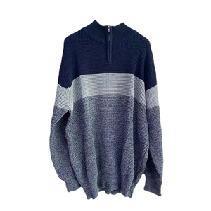 European American Fashion <b>Men's</b> Half-Zipper Pullover <b>Sweater</b> Knitted Top <b>for</b> Casual Winter Wear Color Matching Clothing - Product Image 4