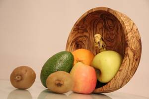 Bol à salade artisanal en bois d'olivier, grand bol décoratif - Product Image 3