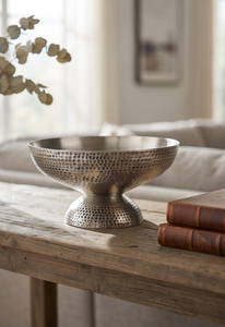 Bol décoratif unique en métal massif texturé à pois pour table, article de décoration en gros - Product Image 4
