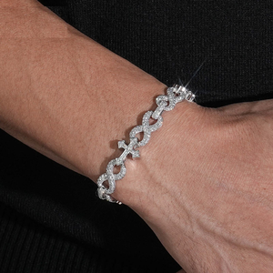 Bracelet Moissanite Iced Out avec maillons croisés, chaîne cubaine, bijoux de luxe Hip Hop, bracelet éclatant pour hommes et femmes - Product Image 5