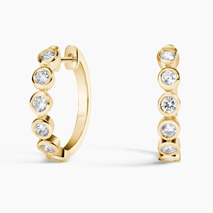 Pendientes de aro con bisagras y diamantes redondos engastados en bisel - Product Image 2