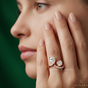 Luxury Rose Gold Plated Lab Grown Pear Cut Diamond IGI Certified Open <b>Adjustable</b> <b>Ring</b> for Women Wedding Bridal Jewelry Gift - Product Image 5