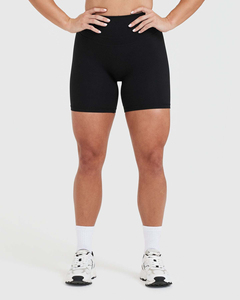 Shorts de compression noirs unisexe pour femme, taille haute, avec ceinture de compression intégrée - Product Image 2