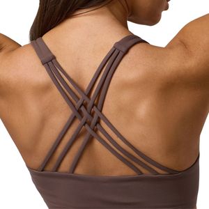 Women's Brown Cross Strap Sports <b>Bra</b> Medium Support <b>Stretch</b> Fitness Gym Training Workout Activewear Apparel Wear - Product Image 4