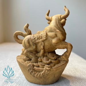 Elegante Estatua Tradicional del Zodiaco Asiático, Decoración de Mesa de Agarwood, Estatua del Buey, Escultura Animal Feng Shui para Exhibición en Sala de Estar - Product Image 3