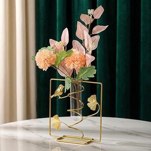 Vase de table moderne en laiton avec motif oiseau et feuille, idéal pour la décoration de la maison - Product Image 4