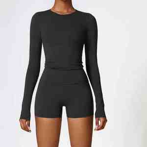 ชุดออกกำลังกายโยคะ 2 ชิ้นสำหรับผู้หญิง 22 สีสุดฮิตปี 2026 พร้อมเอวยางยืดและโลโก้ด้านหน้า - Product Image 2