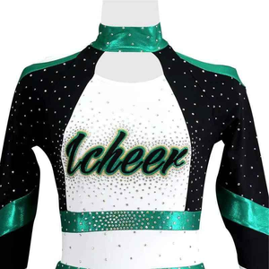 Tenue de cheerleading personnalisée scintillante avec cristaux et strass, haute élasticité, performance optimale - Product Image 3