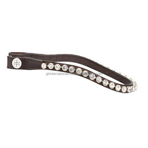 Bandeau de dressage en cuir véritable Bling avec cristaux naturels et strass, logo personnalisé, bandeau de course équestre, vente, exportateurs - Product Image 1