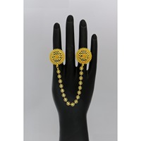 Bague plaquée or à la mode Tip Top avec chaîne en couches de gland Double anneau réglable spécial arabe pour femmes et filles