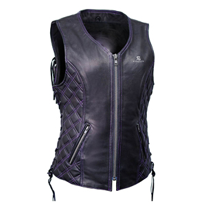 <b>Women</b> Leather Biker Vest Vintage V Neck Motorcycle <b>Waistcoat</b> Slim Fit Sleeveless Outerwear Windproof Casual Street Fashion - Product Image 4
