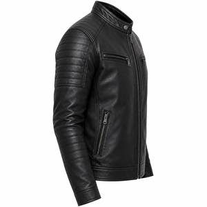 <b>Men</b>’s Classic Black Genuine Leather Biker <b>Jacket</b> – Zip Front Motorcycle <b>Jacket</b> - Product Image 3